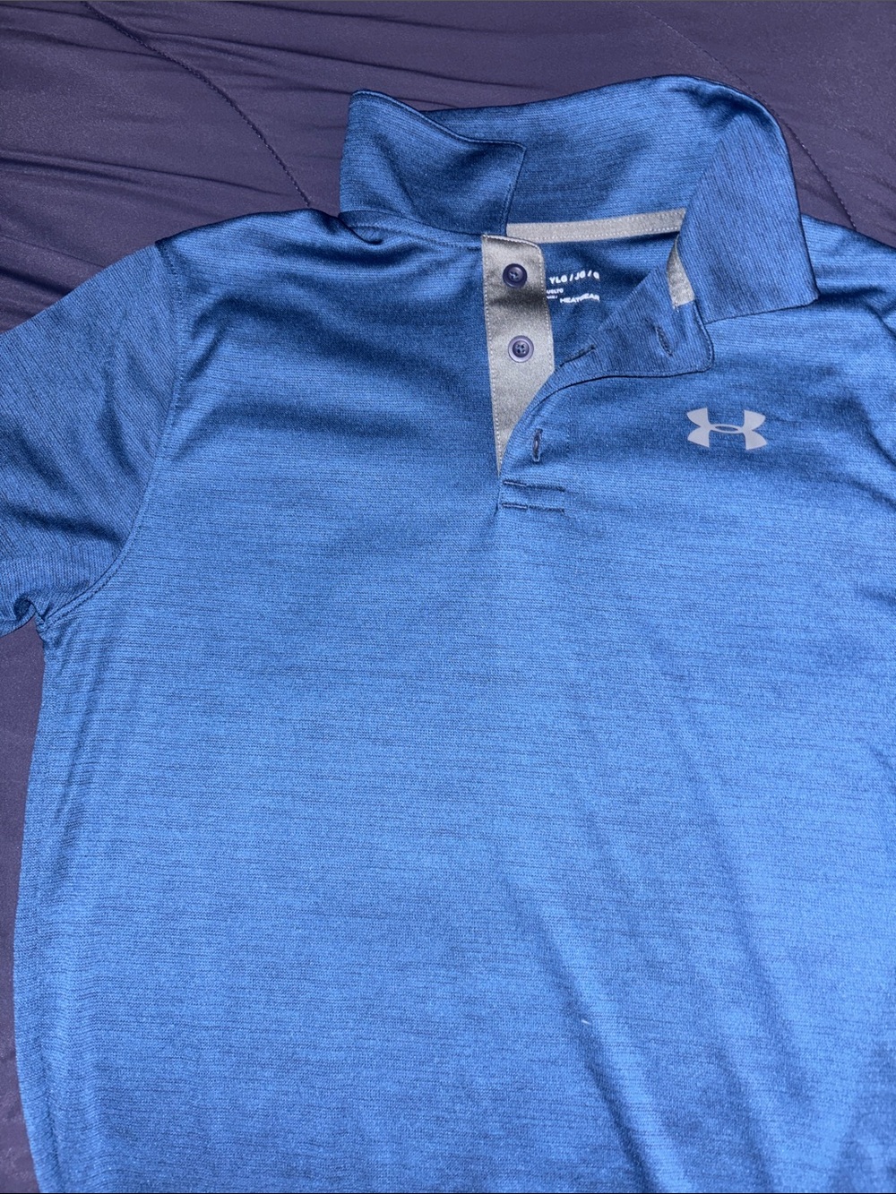 Under Armour Blue Performance Polo with Heathered Texture